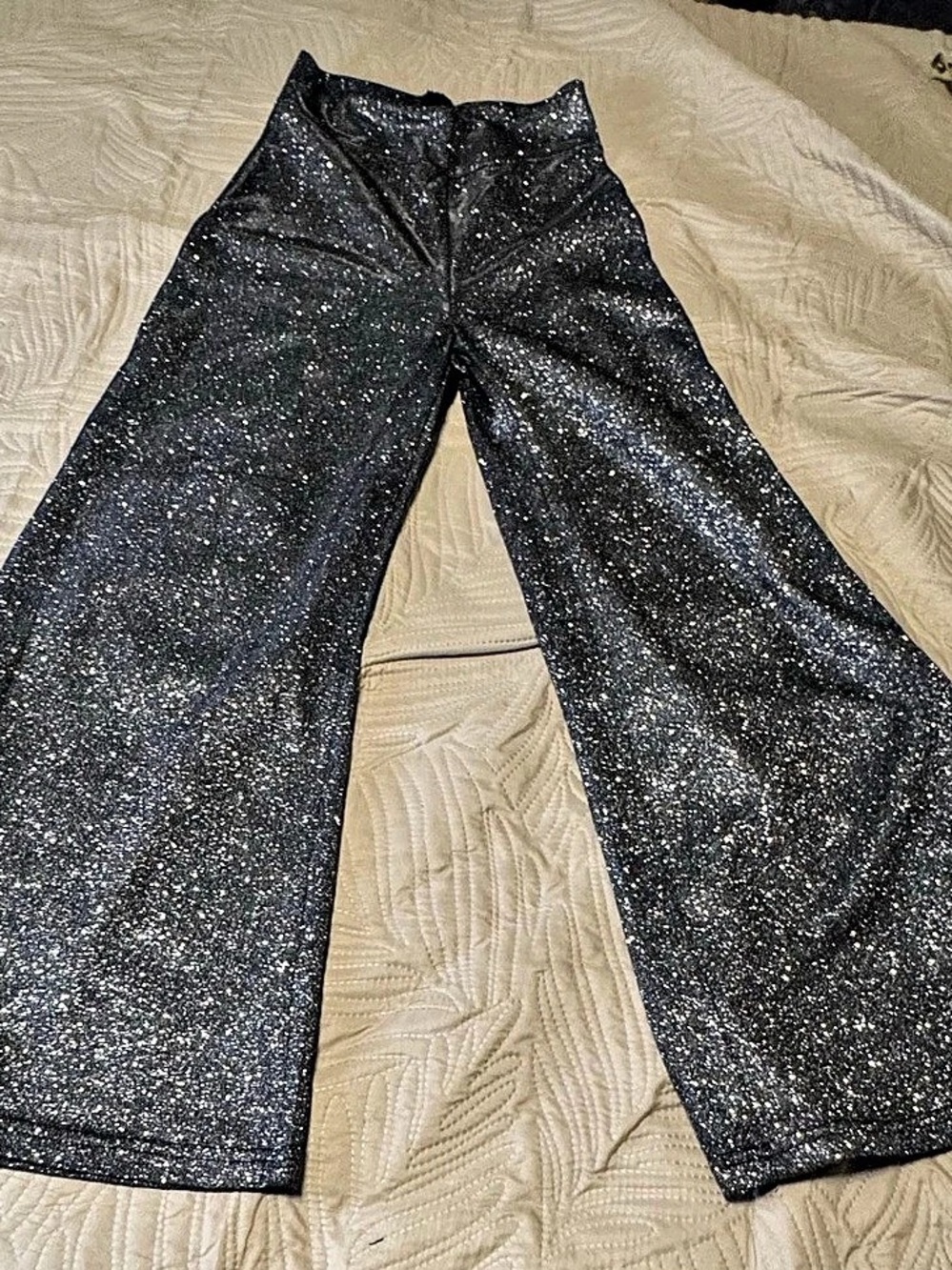 Wide Leg Sparkle Pants in Black Size Small Like New
